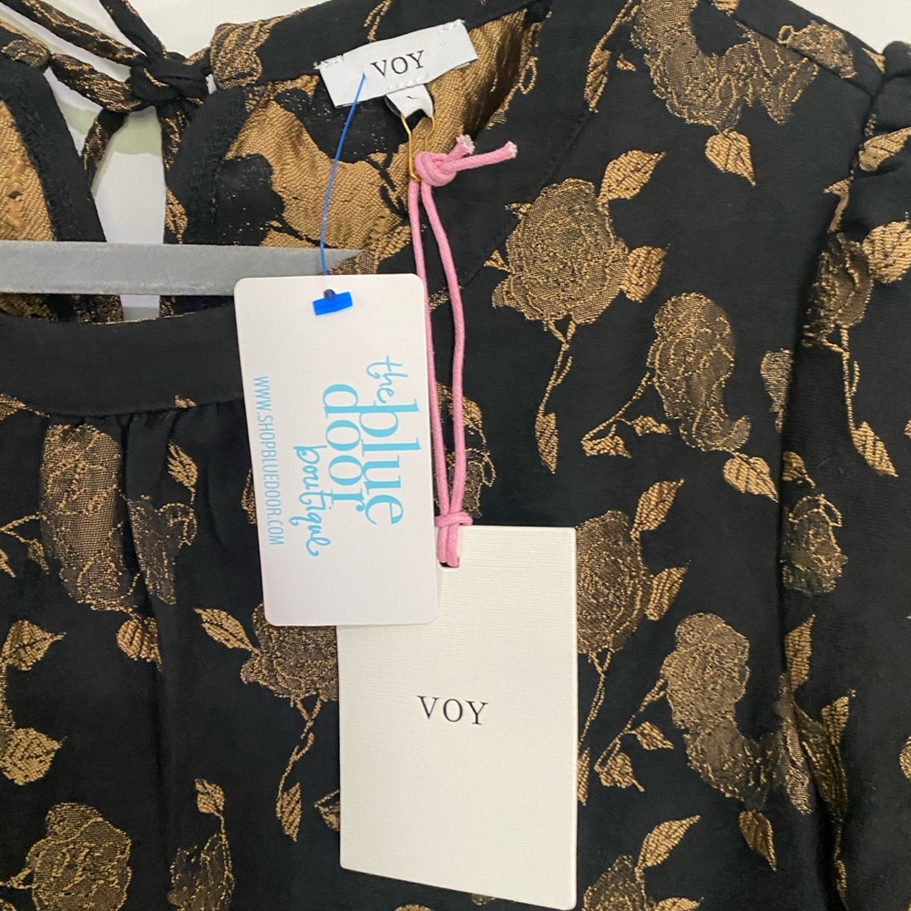 Black and Gold Floral Dress - Picture 3 of 5